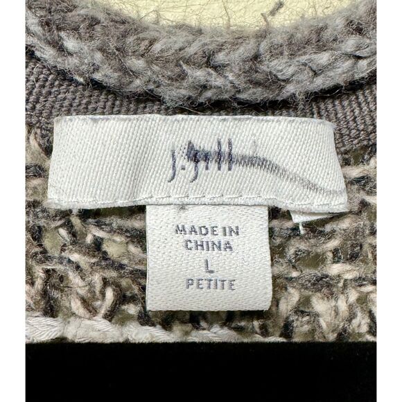 J. JILL Intarsia Cardigan Sweater Chunky Textured Knit Gray, Sz LP - Picture 9 of 11